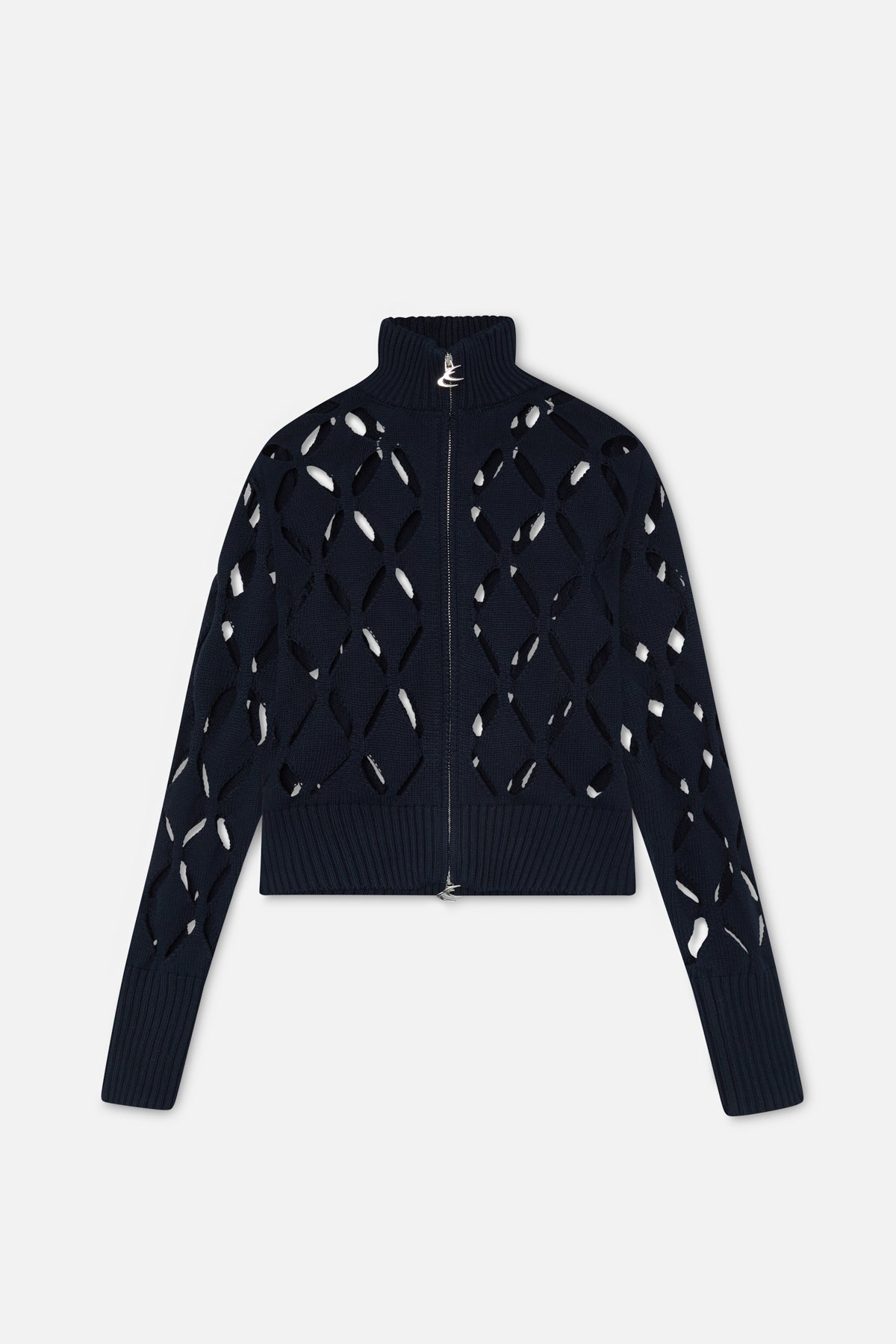 Cambodia Holes Navy Zipper Knit
